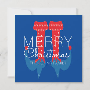 Weihnachtself Rot Blau Skript Schneeflocke