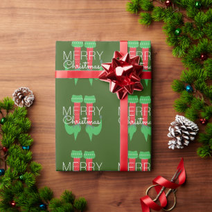 Weihnachtself Rot Grün Skript Schneeflocke Geschenkpapier