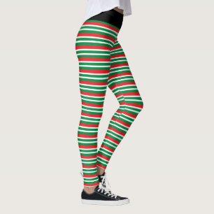 Weihnachtself Rot und Grün geometrische Streifen Leggings