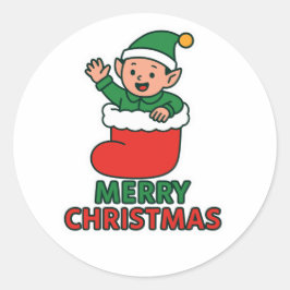 Weihnachtself Runder Aufkleber