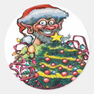 Weihnachtself Runder Aufkleber