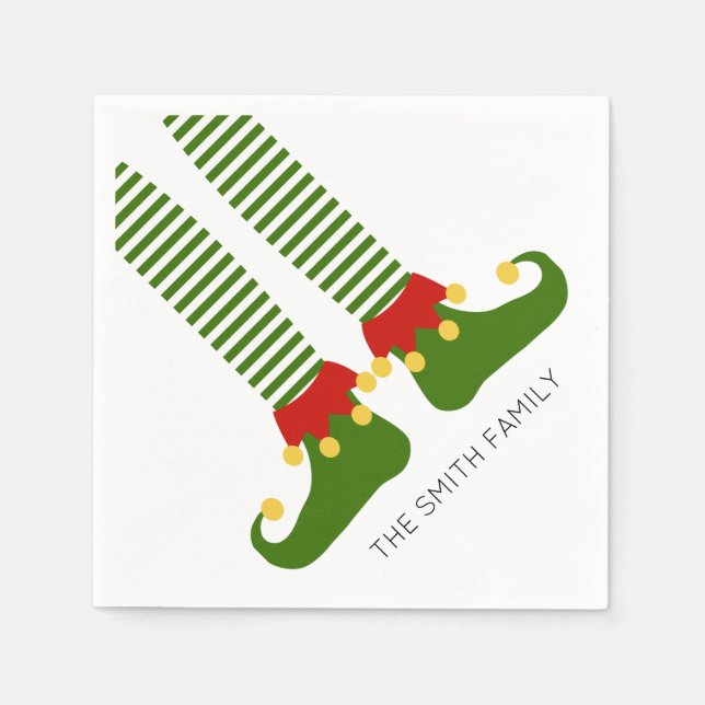 Weihnachtself Shelf NAME Funny Holiday Festlich Serviette (Vorderseite)