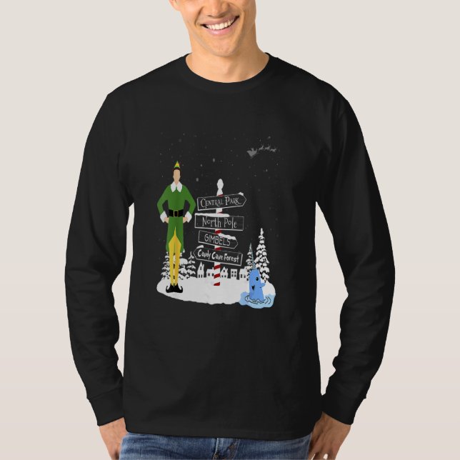 Weihnachtself Städte Holiday Santa Buddy Snow T-Shirt (Vorderseite)