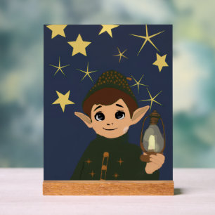 Weihnachtself Sternennacht Zimmerdekoration Kind Acrylschild