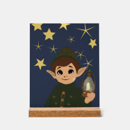 Weihnachtself Sternennacht Zimmerdekoration Kind Acrylschild