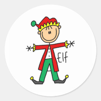 Weihnachtself-Strichmännchen-Sticker Runder Aufkleber