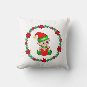 Weihnachtself, Tannenreif, Weihnachtssterne & Kuge Kissen