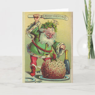 Weihnachtself und Christmas Pudding, Feiertagskarte