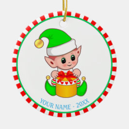 Weihnachtself und Individuelle Name Keramik Ornament