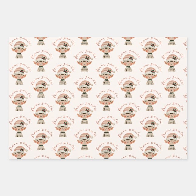 Weihnachtself vom Weihnachtsmann Geschenkpapier Set (Vorderseite)