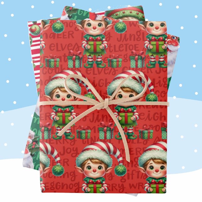 Weihnachtself - Weihnachtsmann 3 Geschenkpapier Set (Von Creator hochgeladen)