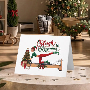 Weihnachtselfe Pilates Reformer Dankeskarte