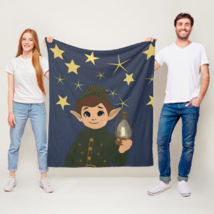 Weihnachtselfe und Sternennacht Fleecedecke