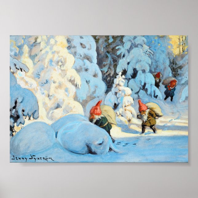 Weihnachtselfen bringen Geschenke Poster (Vorne)