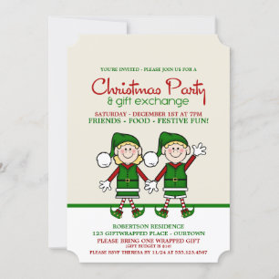 Weihnachtselfen Geschenkbörse Party Einladung