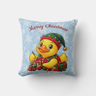 Weihnachtselfen-Gummiente Winter-Weihnachtsdekorat Kissen