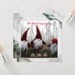 Weihnachtselfen Ho Ho Ho Glitzer Spaß Flachkarte