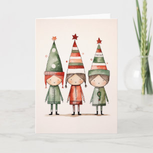 Weihnachtselfen in festlichen Hasen Einladung