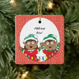 Weihnachtselfen Keramikornament