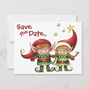 Weihnachtselfen Save the Date Hochzeitsankündigung