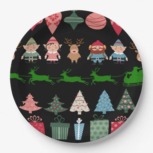 Weihnachtselfen und mehr pappteller (Vorderseite)