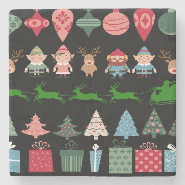 Weihnachtselfen und mehr steinuntersetzer (Vorderseite)