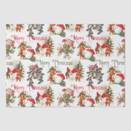 Weihnachtselfen und Pilze Seidenpapier