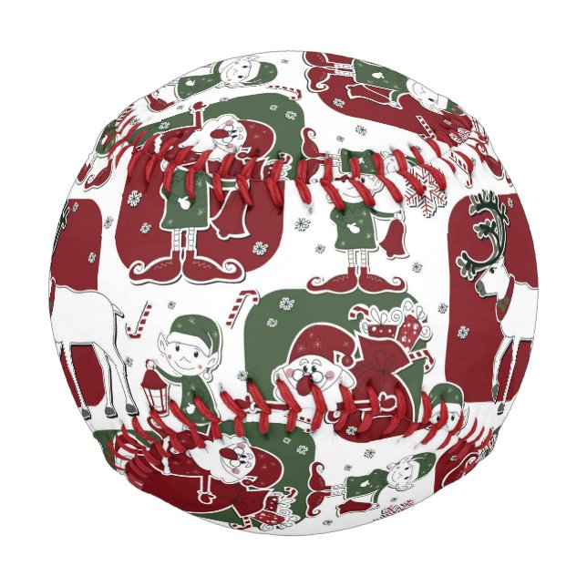 Weihnachtselfen und Schneemänner Baseball (Vorderseite)