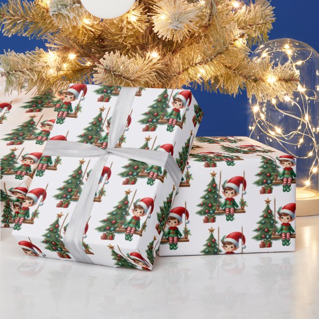 Weihnachtselfenmuster Geschenkpapier (Feiertage)