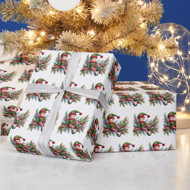 Weihnachtselfenmuster Geschenkpapier (Feiertage)