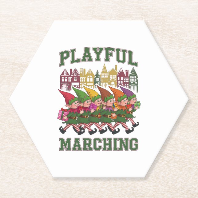Weihnachtselfparade Untersetzer (Vorderseite)