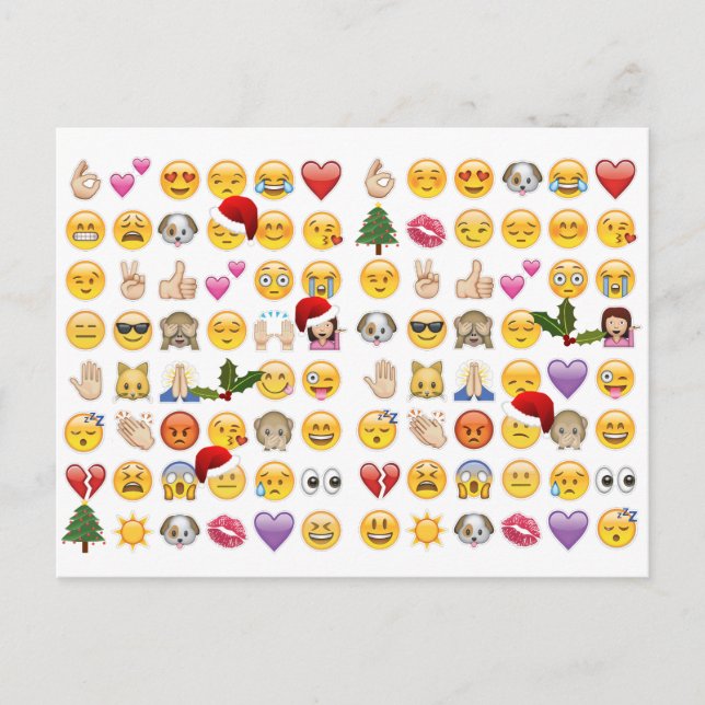 Weihnachtsemojis Feiertagspostkarte (Vorderseite)