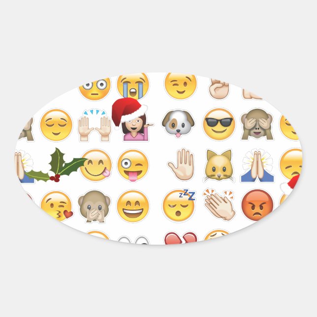 Weihnachtsemojis Ovaler Aufkleber (Vorderseite)