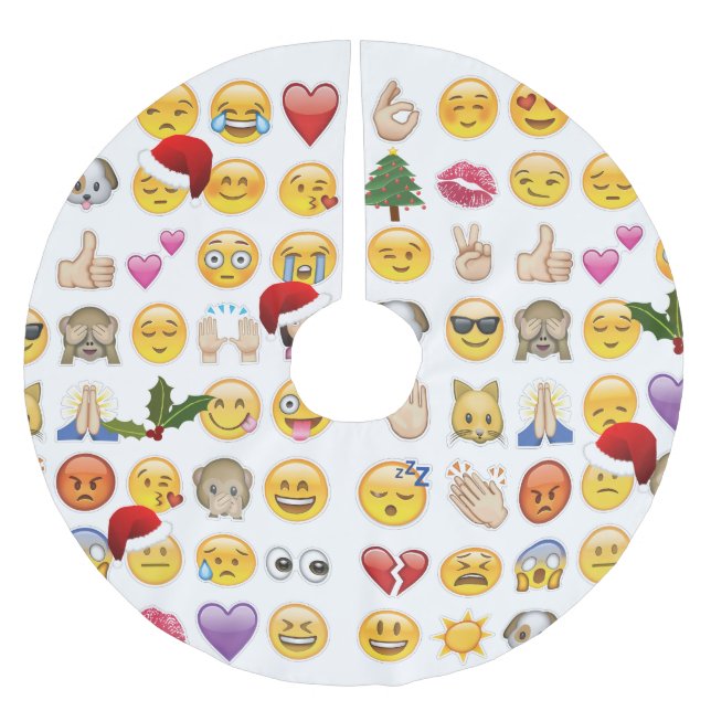 Weihnachtsemojis-Weihnachtsbaumrock Polyester Weihnachtsbaumdecke (Vorderseite)