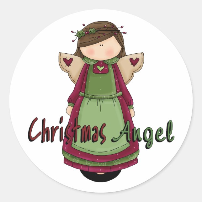 Weihnachtsen Angel D1 Design Runder Aufkleber (Vorderseite)
