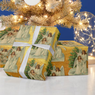 Weihnachtsengel Antik Viktorianisch Gold Luxus Geschenkpapier