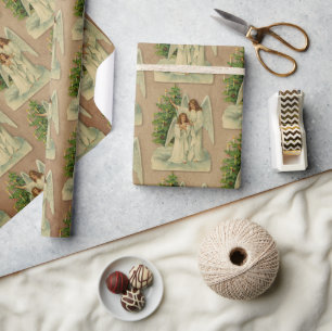 Weihnachtsengel Antikes viktorianisches Pergament  Geschenkpapier