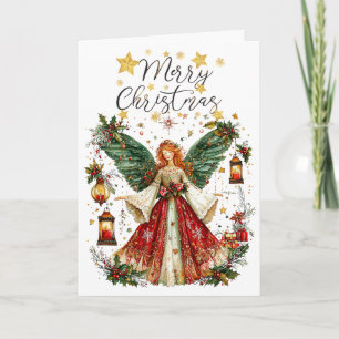 Weihnachtsengel & beleuchtete Laternen. Weihnachte Karte