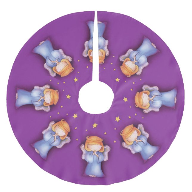Weihnachtsengel beten lila Weihnachtsbaumrock Polyester Weihnachtsbaumdecke (Vorderseite)