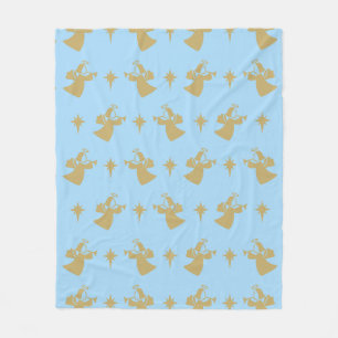 Weihnachtsengel-Christstern Babyblau Gold Fleecedecke