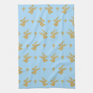 Weihnachtsengel-Christstern Babyblau Gold Geschirrtuch