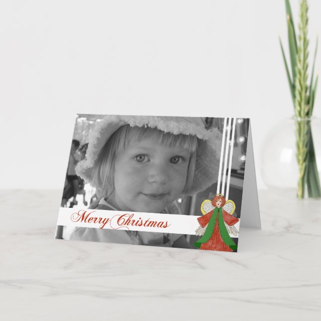 WeihnachtsEngel Custom Foto Card Feiertagskarte (Vorderseite)