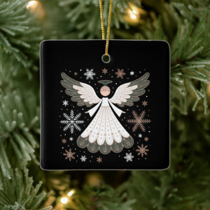 Weihnachtsengel Glitter Christlich Xmas Religiös Keramikornament