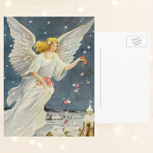 Weihnachtsengel im viktorianischen Stil mit Sterne Feiertagspostkarte