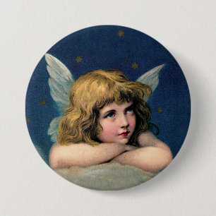 Weihnachtsengel im Vintage-Stil Button