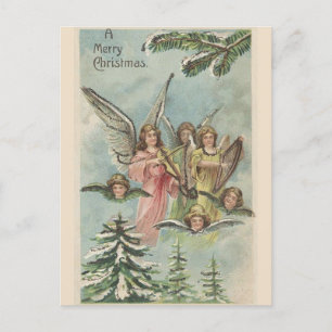 Weihnachtsengel im Vintage-Stil Postkarte