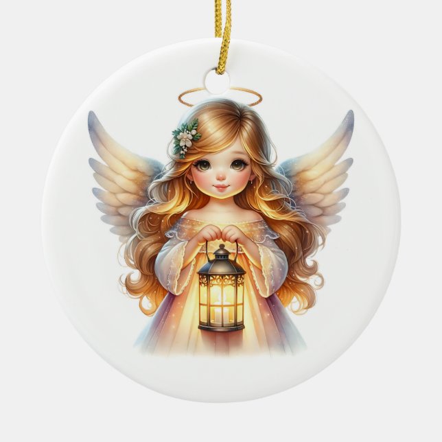 Weihnachtsengel Keramik Ornament (Vorne)