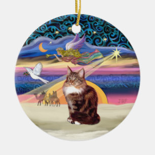 Weihnachtsengel - Maine Coon Katze Keramik Ornament