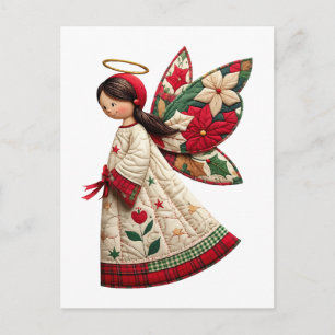 Weihnachtsengel mit festlichen Blumen Postkarte