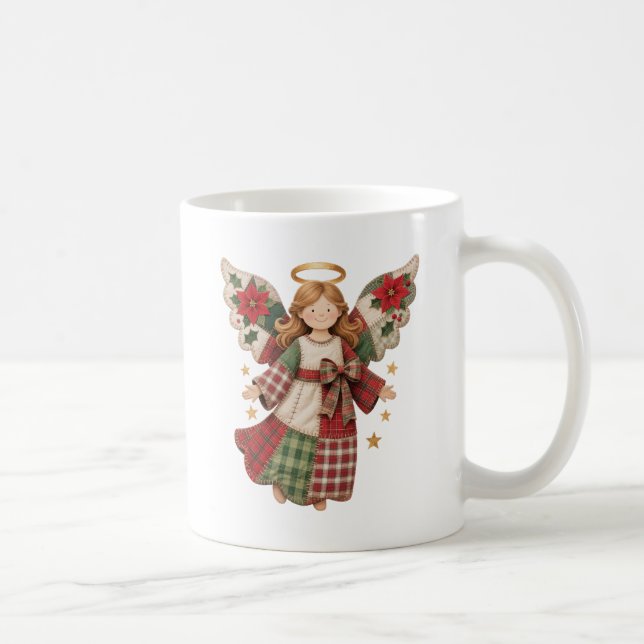 Weihnachtsengel mit goldenen Sternen Kaffeetasse (Rechts)